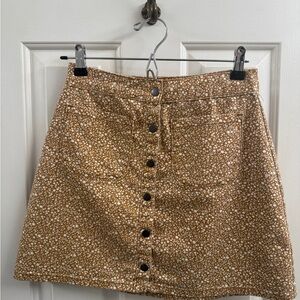 Urban Outfitters Brown Floral Button-Front Skirt